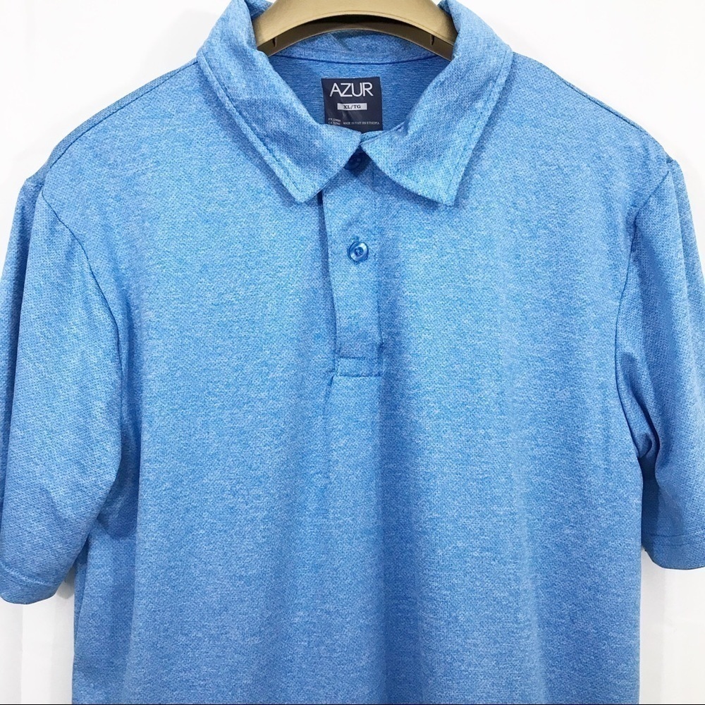 Azur Polo Shirt Short Sleeves Athletic Stretch Top Athletic